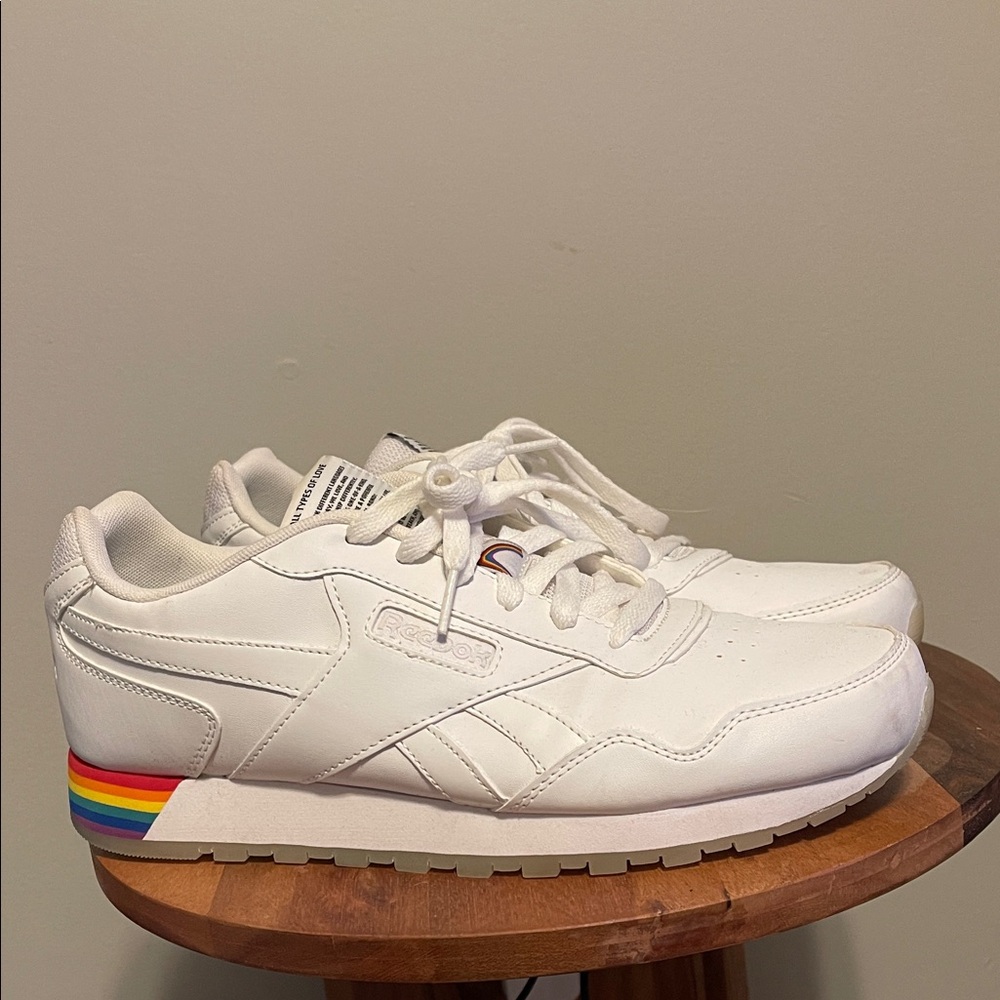 Reebok White Sneakers with Rainbow Accent